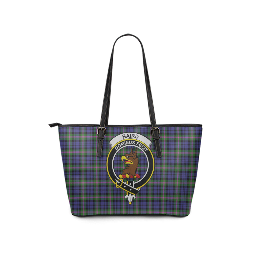 Baird Modern Tartan Leather Tote Bag with Family Crest - Tartanvibesclothing