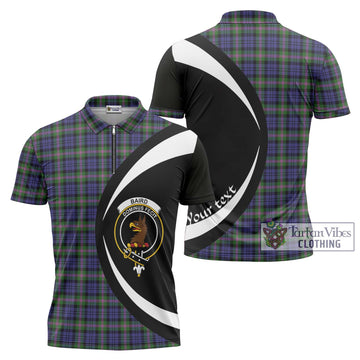 Baird Modern Tartan Zipper Polo Shirt with Family Crest Circle Style