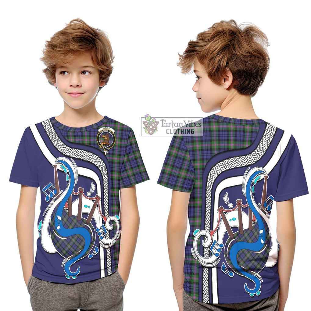 Tartan Vibes Clothing Baird Modern Tartan Kid T-Shirt with Epic Bagpipe Style