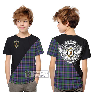 Baird Modern Tartan Kid T-Shirt with Family Crest and Military Logo Style