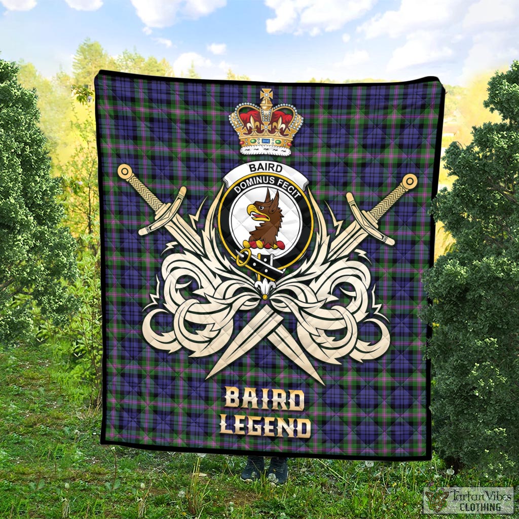 Tartan Vibes Clothing Baird Modern Tartan Quilt with Clan Crest and the Golden Sword of Courageous Legacy