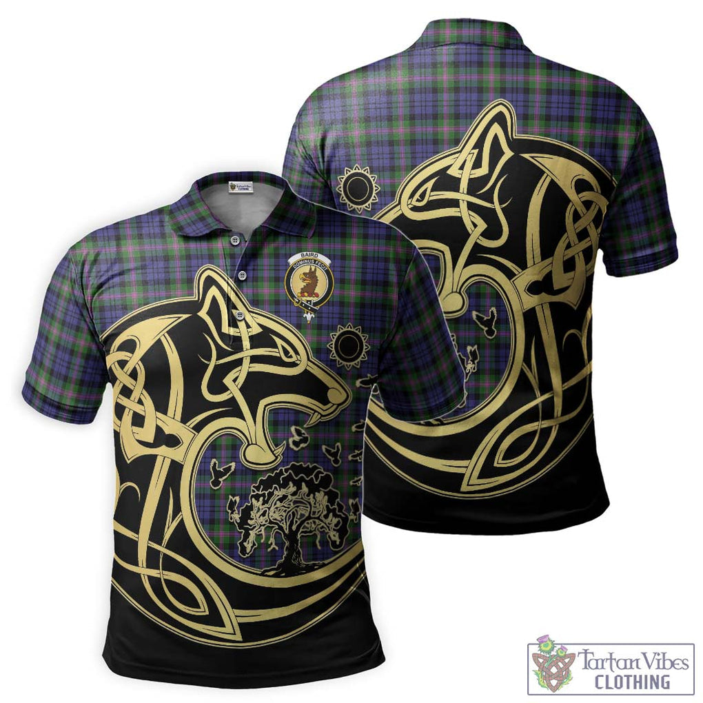 Baird Modern Tartan Polo Shirt with Family Crest Celtic Wolf Style Kid - Tartanvibesclothing Shop