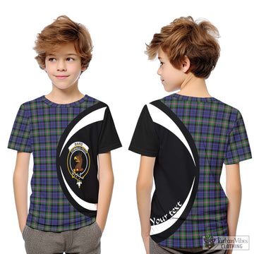 Baird Modern Tartan Kid T-Shirt with Family Crest Circle Style