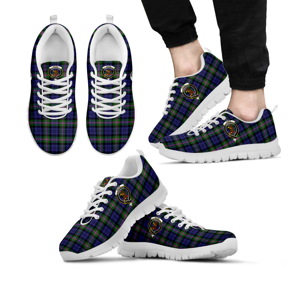 Baird Modern Tartan Sneakers with Family Crest Kid's Sneakers - Tartan Vibes Clothing