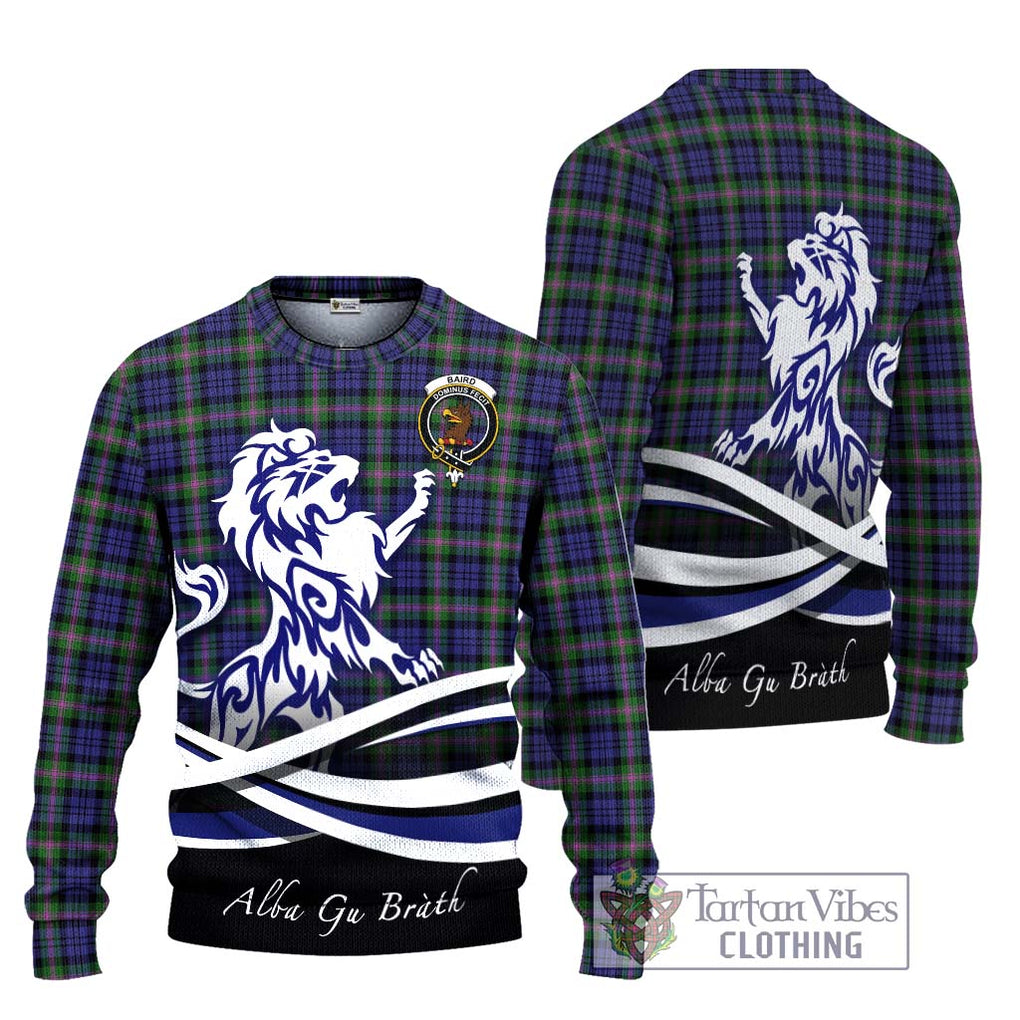 Baird Modern Tartan Knitted Sweater with Alba Gu Brath Regal Lion Emblem Unisex - Tartanvibesclothing Shop