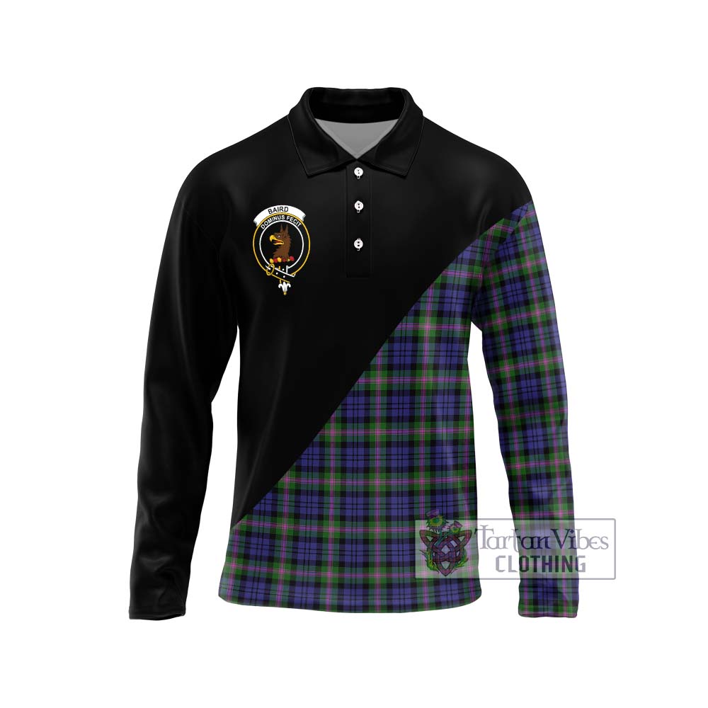 Baird Modern Tartan Long Sleeve Polo Shirt with Family Crest and Military Logo Style Unisex - Tartanvibesclothing Shop