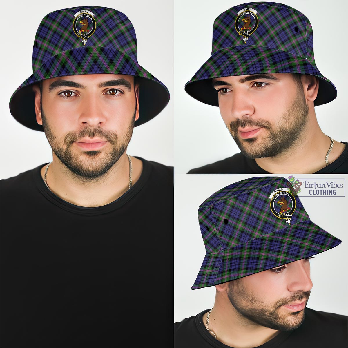 Tartan Vibes Clothing Baird Modern Tartan Bucket Hat with Family Crest