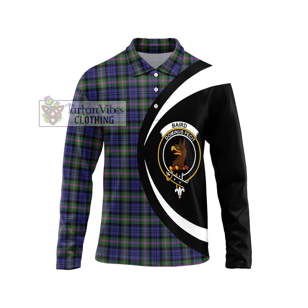 Baird Modern Tartan Long Sleeve Polo Shirt with Family Crest Circle Style Unisex - Tartan Vibes Clothing