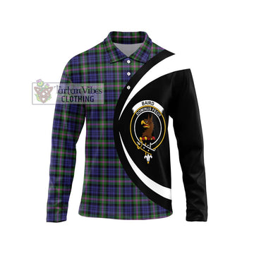 Baird Modern Tartan Long Sleeve Polo Shirt with Family Crest Circle Style