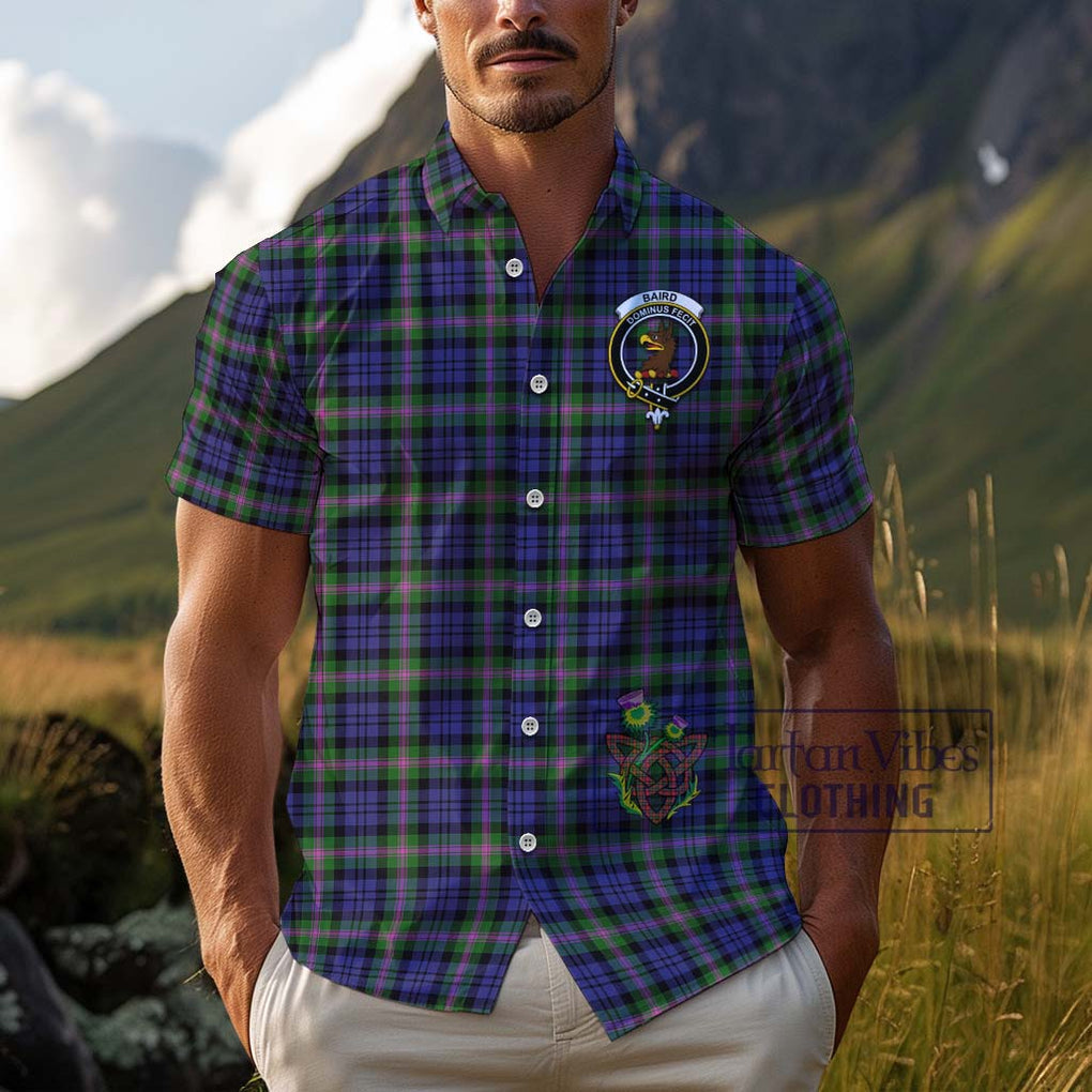 Baird Modern Tartan Cotton Hawaiian Shirt with Family Crest Adult - Tartan Vibes Clothing