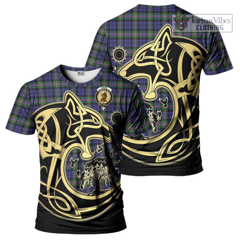 Baird Modern Tartan T-Shirt with Family Crest Celtic Wolf Style Kid's Shirt - Tartan Vibes Clothing