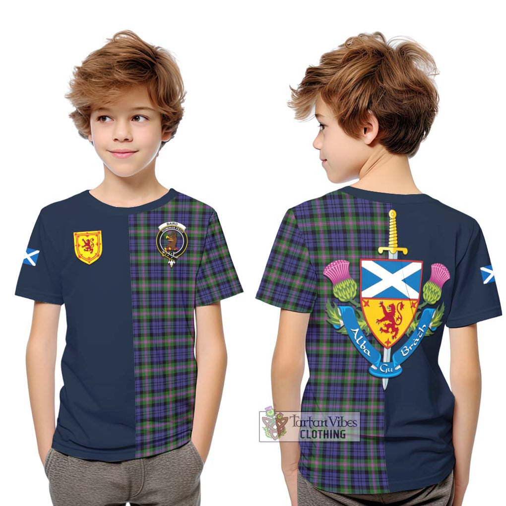 Tartan Vibes Clothing Baird Modern Tartan Kid T-Shirt with Scottish Lion Royal Arm Half Style