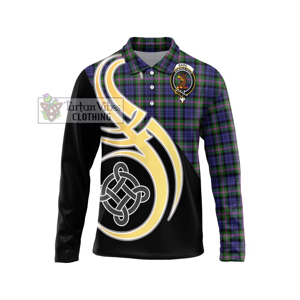 Baird Modern Tartan Long Sleeve Polo Shirt with Family Crest and Celtic Symbol Style Unisex - Tartan Vibes Clothing