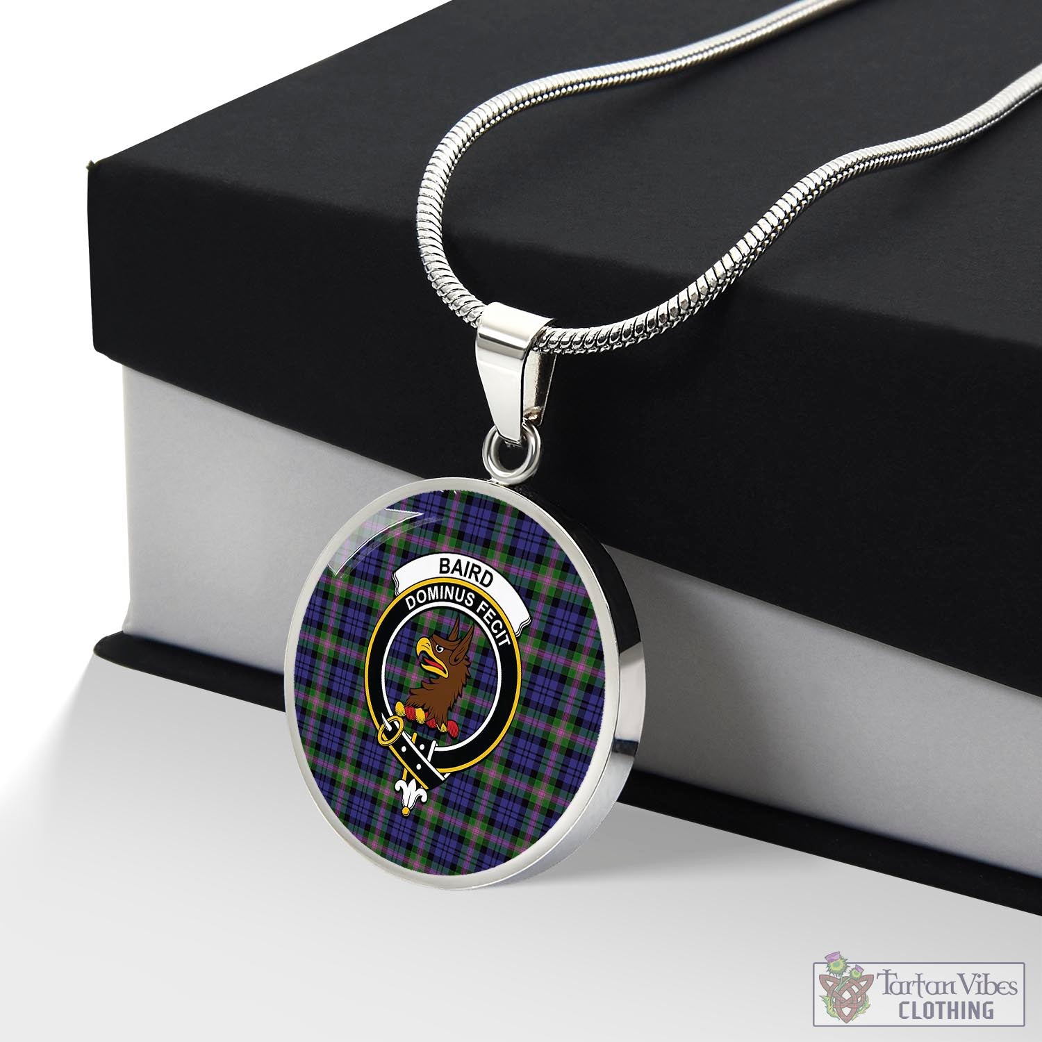 Tartan Vibes Clothing Baird Modern Tartan Circle Necklace with Family Crest