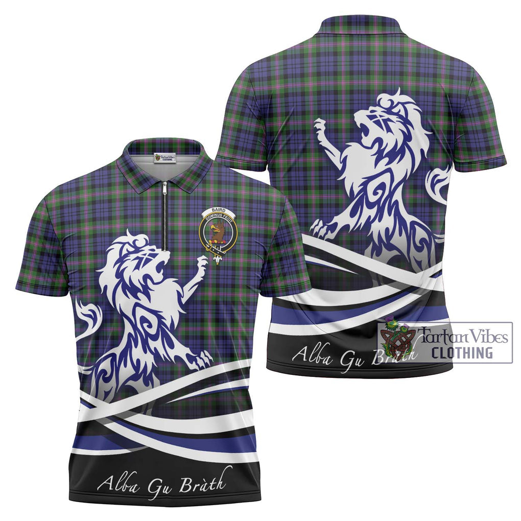 Baird Modern Tartan Zipper Polo Shirt with Alba Gu Brath Regal Lion Emblem Unisex - Tartanvibesclothing Shop