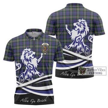 Baird Modern Tartan Zipper Polo Shirt with Alba Gu Brath Regal Lion Emblem