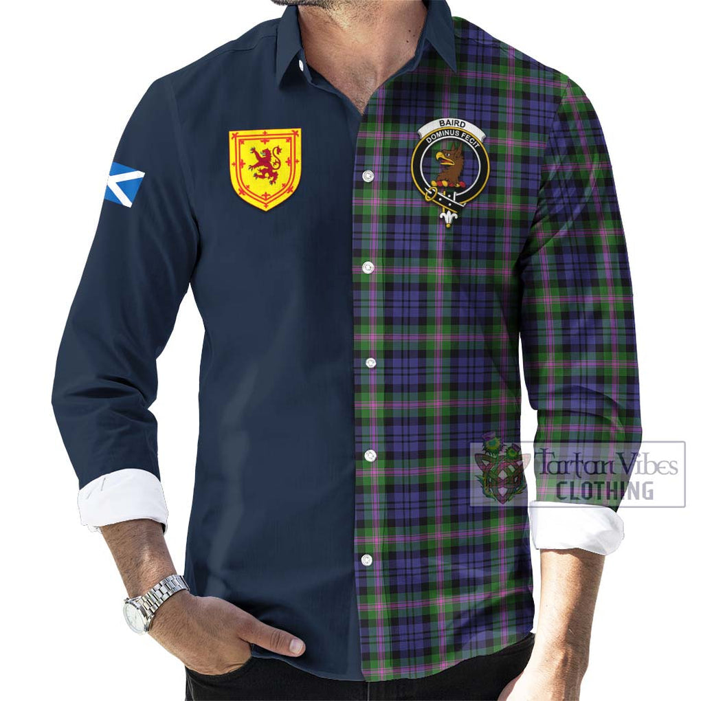 Tartan Vibes Clothing Baird Modern Tartan Long Sleeve Button Shirt with Scottish Lion Royal Arm Half Style