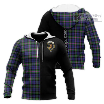 Baird Modern Tartan Knitted Hoodie with Family Crest and Half Of Me Style