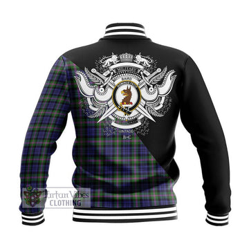 Baird Modern Tartan Baseball Jacket with Family Crest and Military Logo Style