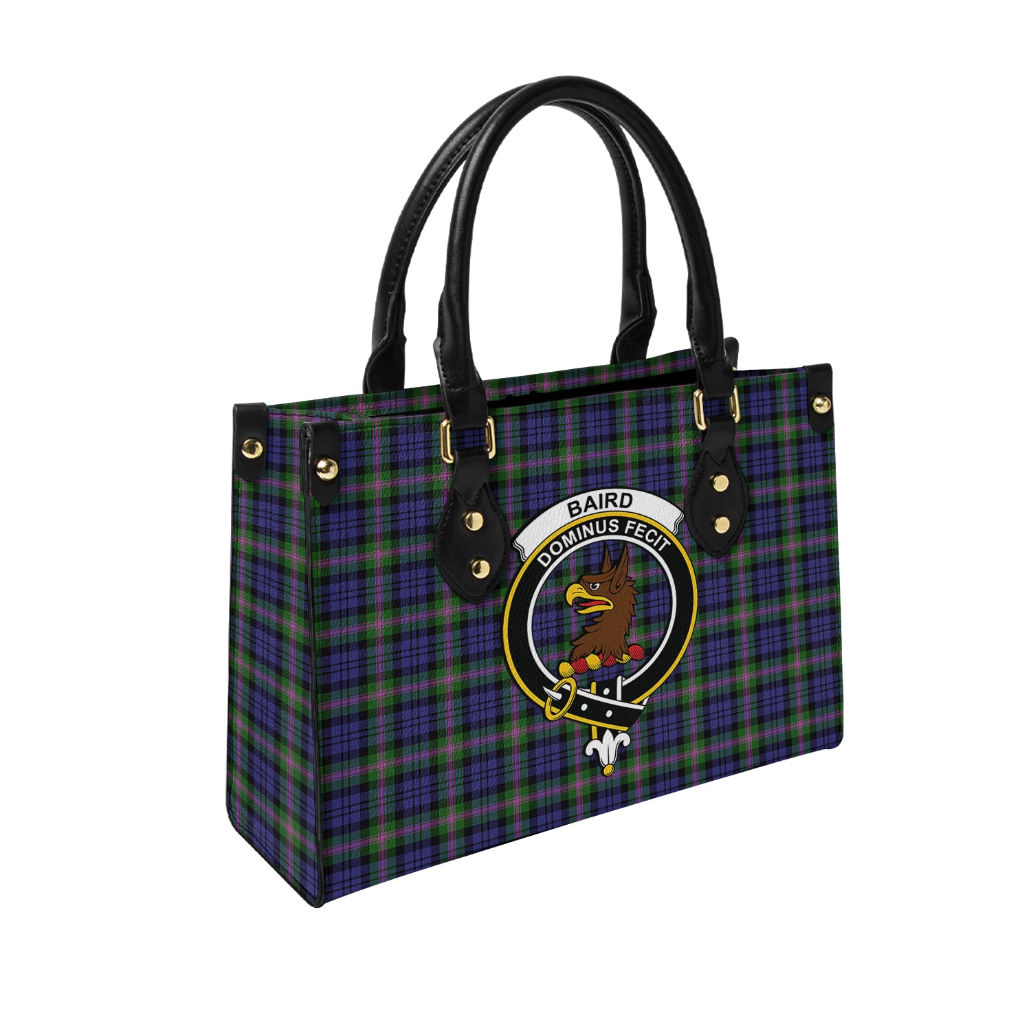 Baird Modern Tartan Leather Bag with Family Crest - Tartanvibesclothing