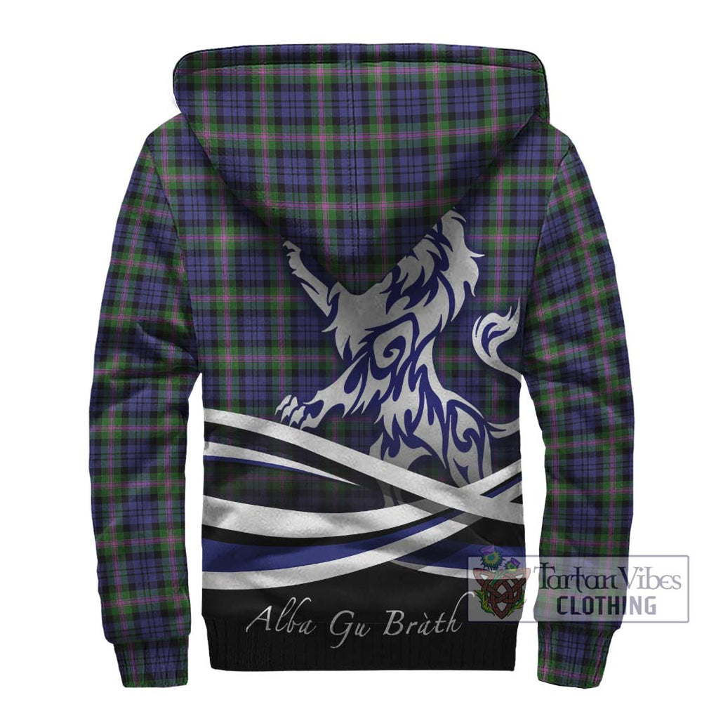 Baird Modern Tartan Sherpa Hoodie with Alba Gu Brath Regal Lion Emblem - Tartanvibesclothing Shop