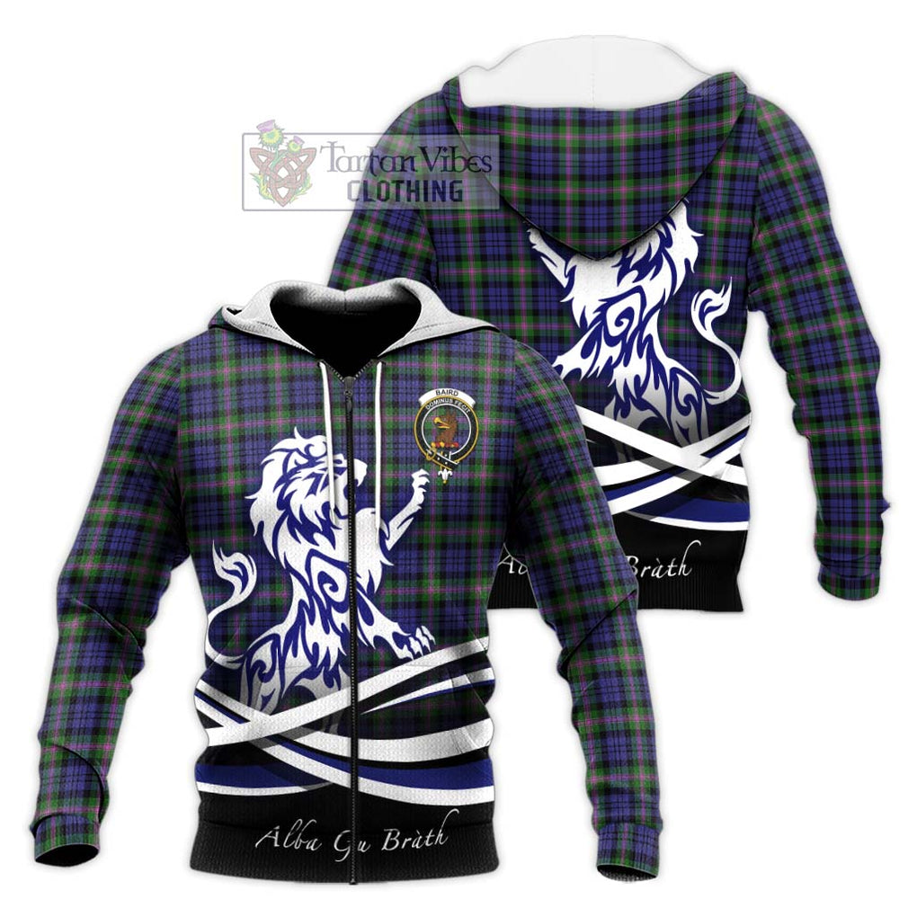 Baird Modern Tartan Knitted Hoodie with Alba Gu Brath Regal Lion Emblem Unisex Knitted Zip Hoodie - Tartanvibesclothing Shop