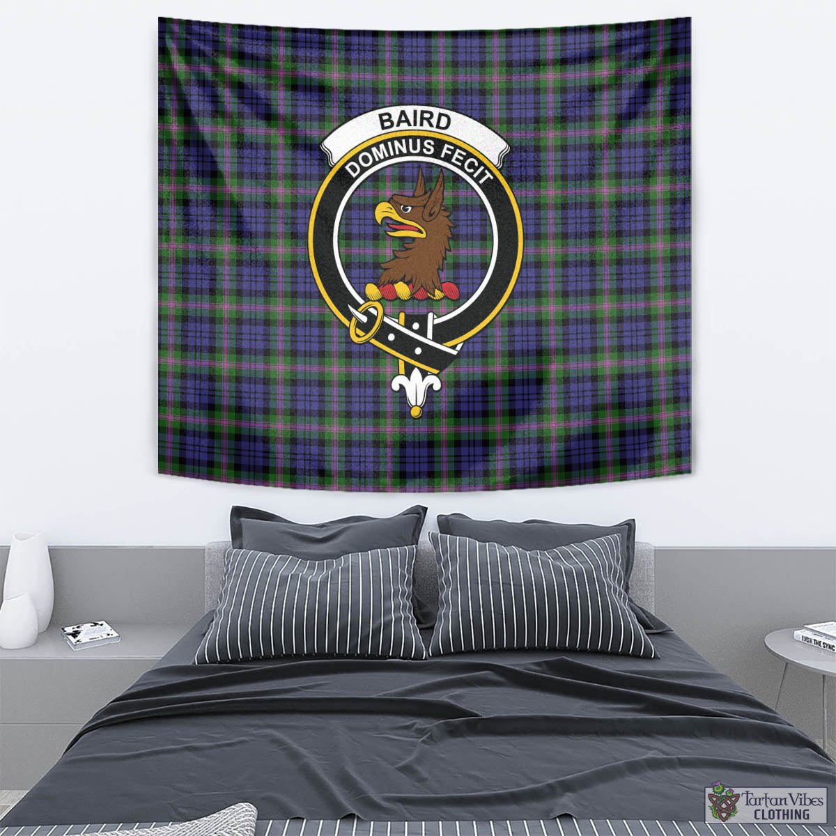 Tartan Vibes Clothing Baird Modern Tartan Tapestry Wall Hanging and Home Decor for Room with Family Crest