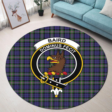 Baird Modern Tartan Round Rug with Family Crest