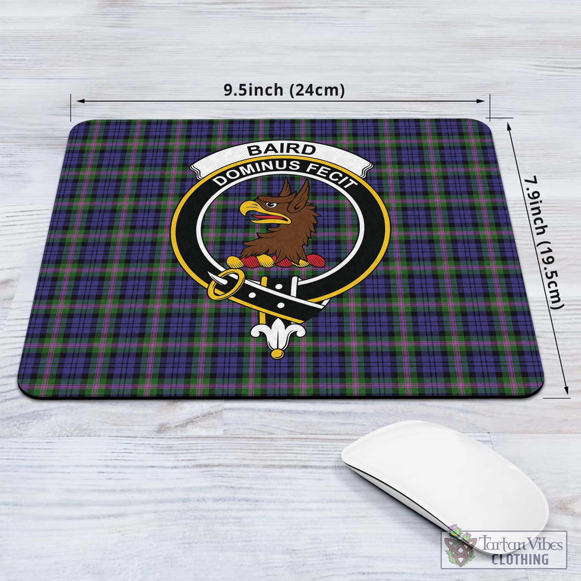 Tartan Vibes Clothing Baird Modern Tartan Mouse Pad with Family Crest