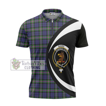 Baird Modern Tartan Zipper Polo Shirt with Family Crest Circle Style