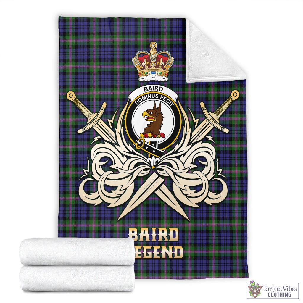 Tartan Vibes Clothing Baird Modern Tartan Blanket with Clan Crest and the Golden Sword of Courageous Legacy