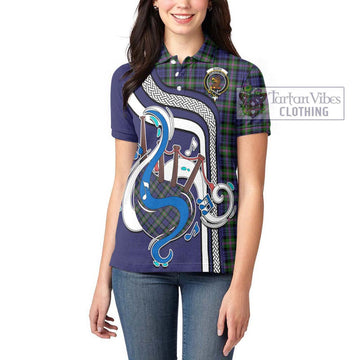 Baird Modern Tartan Women's Polo Shirt with Epic Bagpipe Style