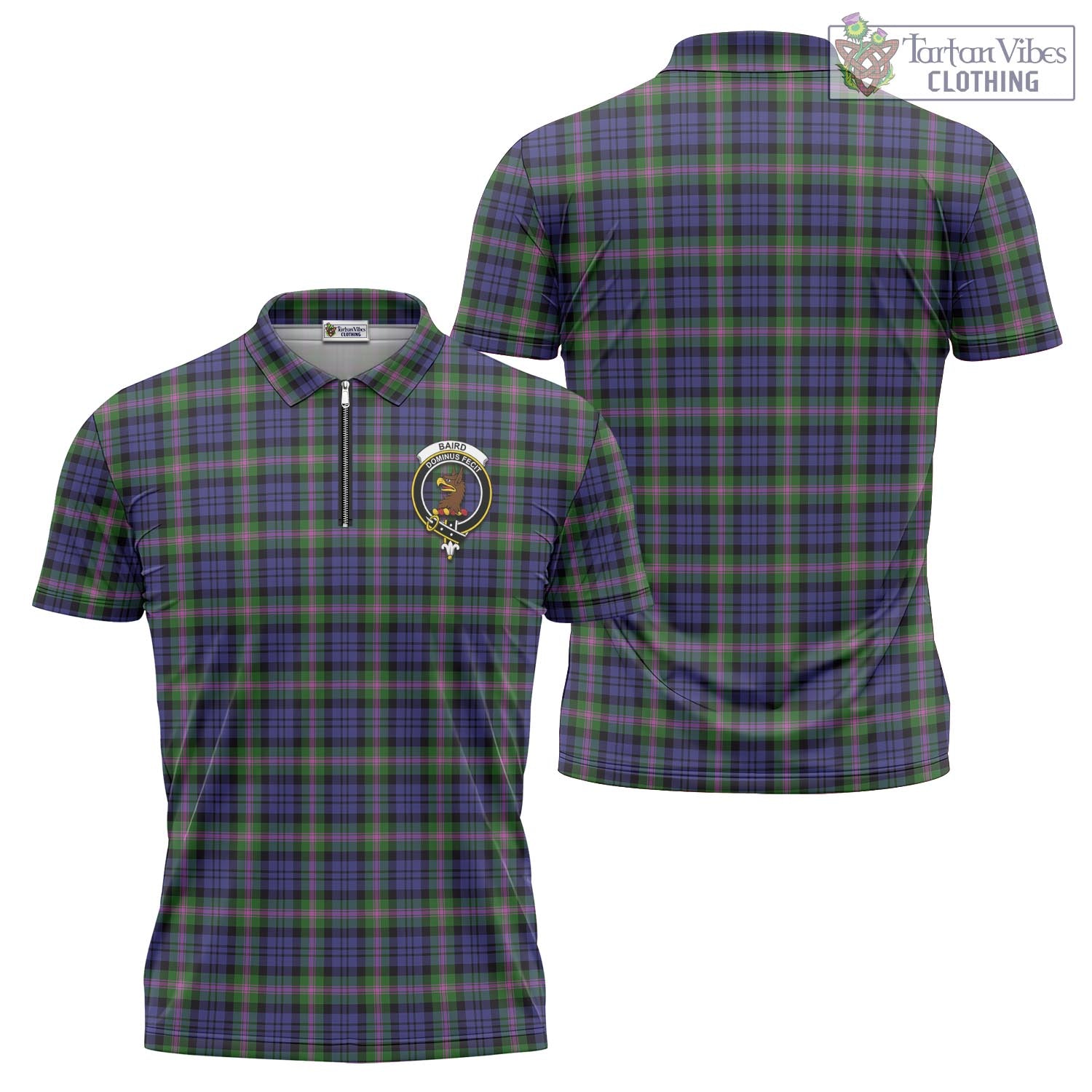 Tartan Vibes Clothing Baird Modern Tartan Zipper Polo Shirt with Family Crest