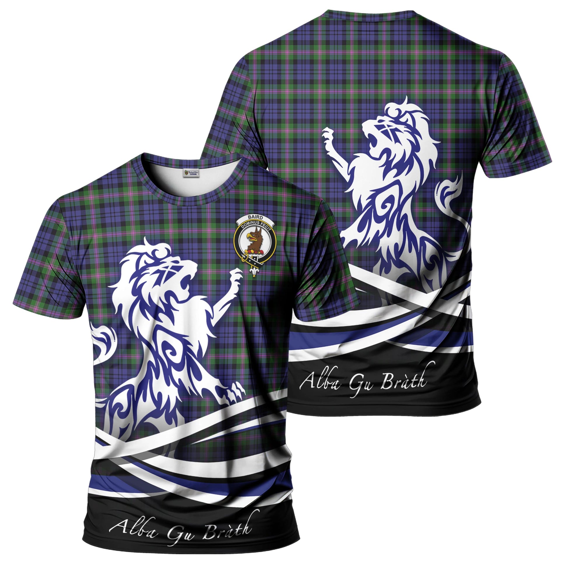 baird-modern-tartan-t-shirt-with-alba-gu-brath-regal-lion-emblem