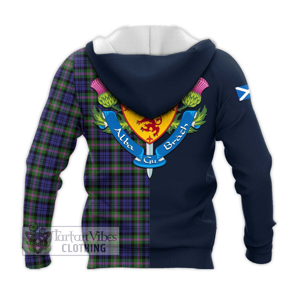 Tartan Vibes Clothing Baird Modern Tartan Knitted Hoodie with Scottish Lion Royal Arm Half Style