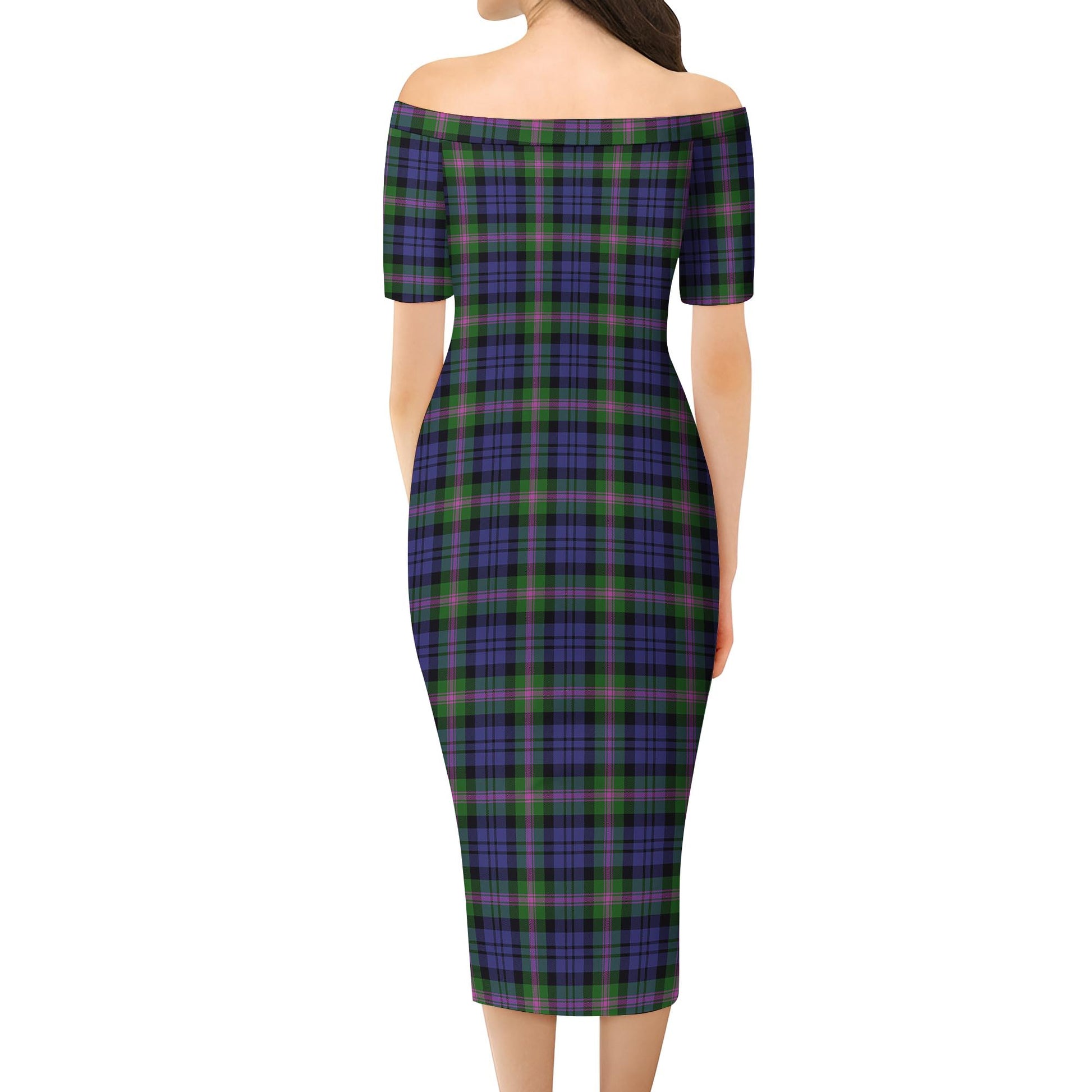 Baird Modern Tartan Off Shoulder Lady Dress - Tartanvibesclothing