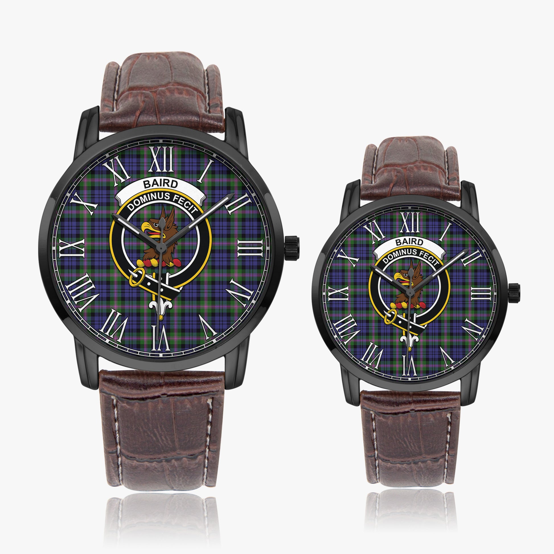 Baird Modern Tartan Family Crest Leather Strap Quartz Watch - Tartanvibesclothing