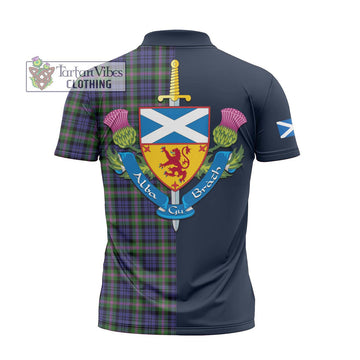 Baird Modern Tartan Zipper Polo Shirt Alba with Scottish Lion Royal Arm Half Style