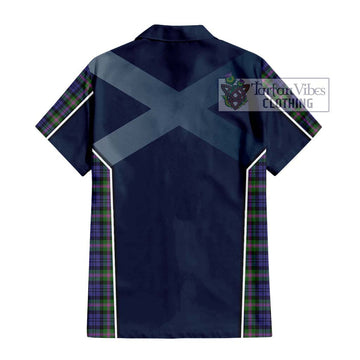 Baird Modern Tartan Short Sleeve Button Shirt with Family Crest and Lion Rampant Vibes Sport Style