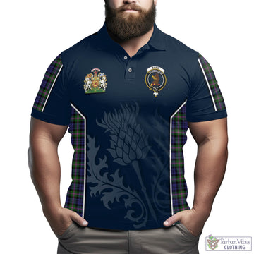 Baird Modern Tartan Men's Polo Shirt with Family Crest and Scottish Thistle Vibes Sport Style