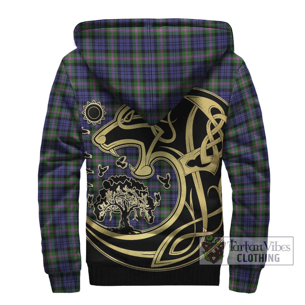 Baird Modern Tartan Sherpa Hoodie with Family Crest Celtic Wolf Style - Tartan Vibes Clothing