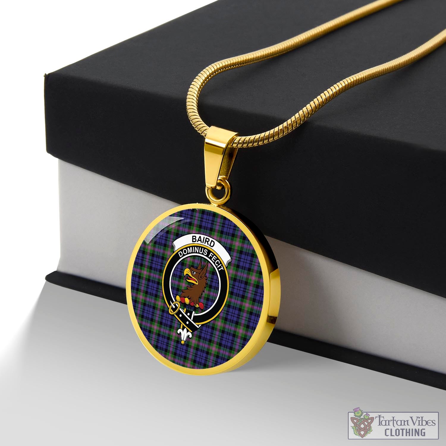 Tartan Vibes Clothing Baird Modern Tartan Circle Necklace with Family Crest