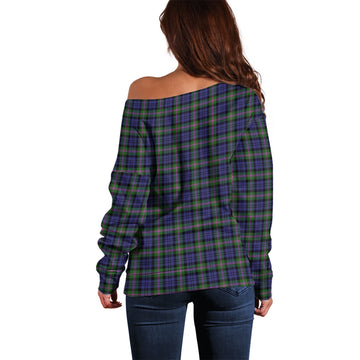 Baird Modern Tartan Off Shoulder Women Sweater with Family Crest