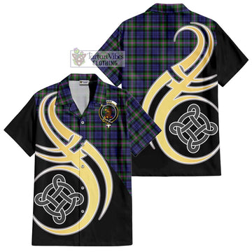 Baird Modern Tartan Short Sleeve Button Shirt with Family Crest and Celtic Symbol Style