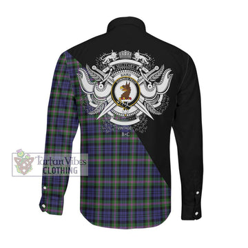 Baird Modern Tartan Long Sleeve Button Shirt with Family Crest and Military Logo Style