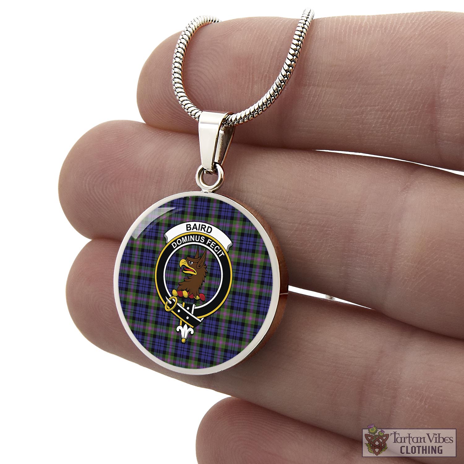 Tartan Vibes Clothing Baird Modern Tartan Circle Necklace with Family Crest