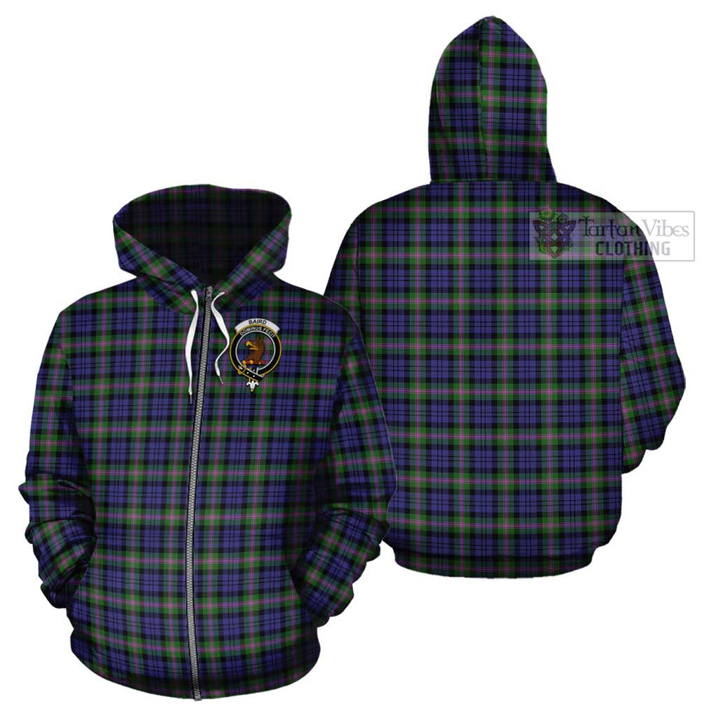 Baird Modern Tartan Cotton Hoodie with Family Crest Zip Hoodie - Tartan Vibes Clothing