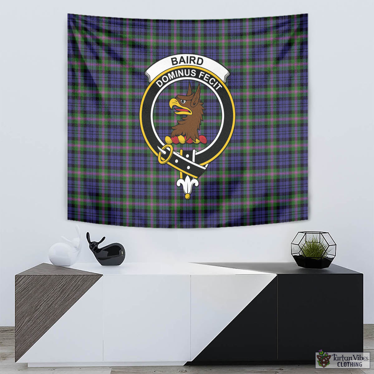 Tartan Vibes Clothing Baird Modern Tartan Tapestry Wall Hanging and Home Decor for Room with Family Crest