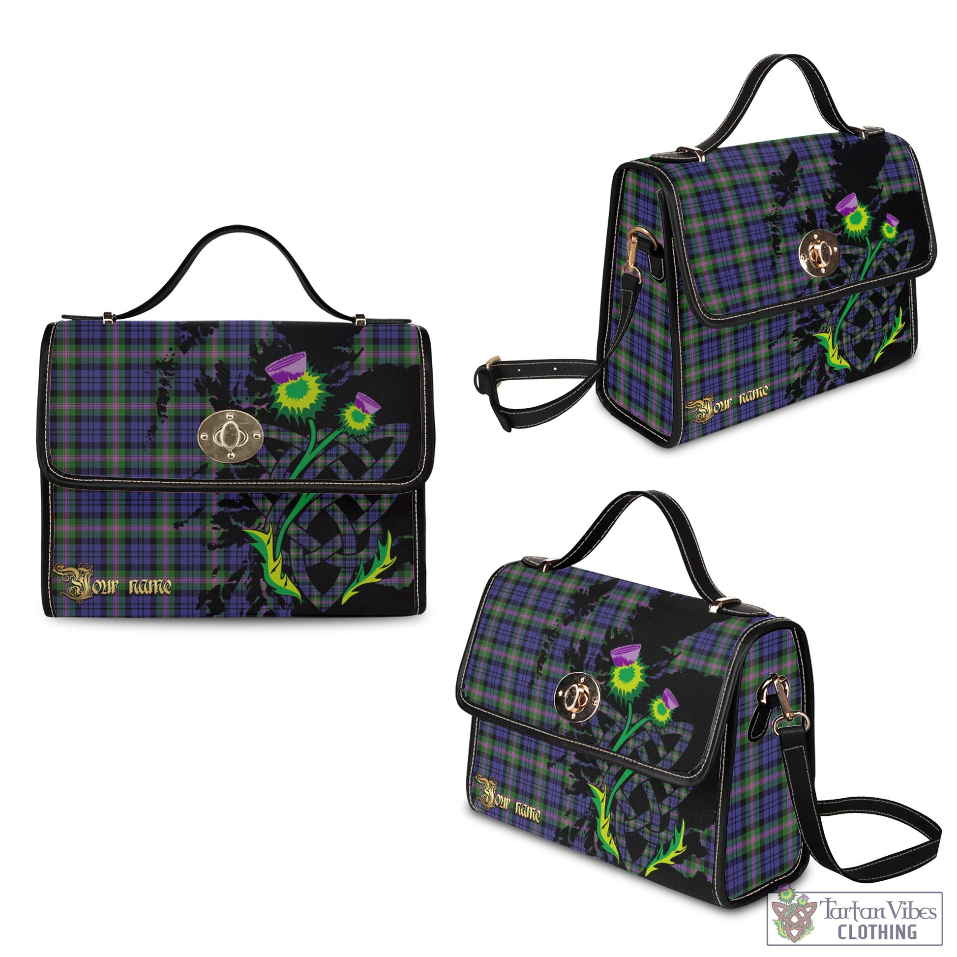 Tartan Vibes Clothing Baird Modern Tartan Waterproof Canvas Bag with Scotland Map and Thistle Celtic Accents