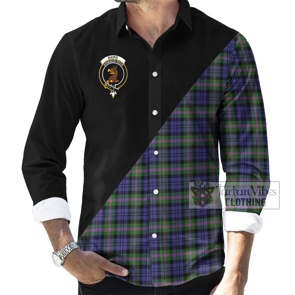 Baird Modern Tartan Long Sleeve Button Shirt with Family Crest and Military Logo Style - Tartanvibesclothing Shop